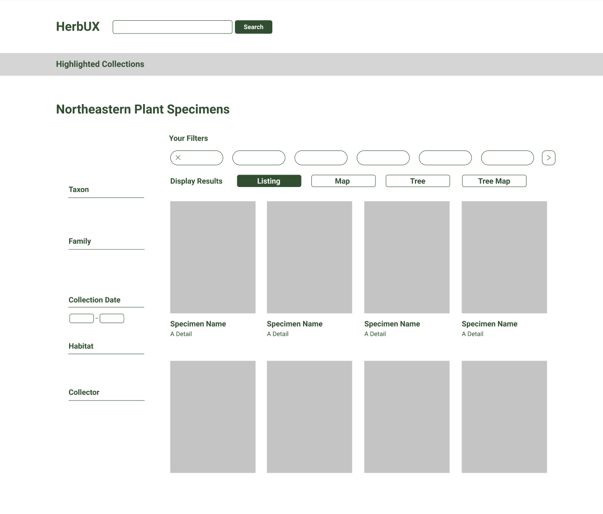 A low-fidelity prototype of a filter-by-attribute interface.