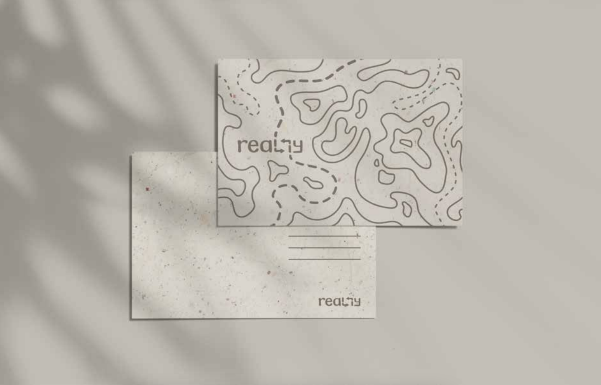 A postcard designed for the company Really, depicting topographical contours.