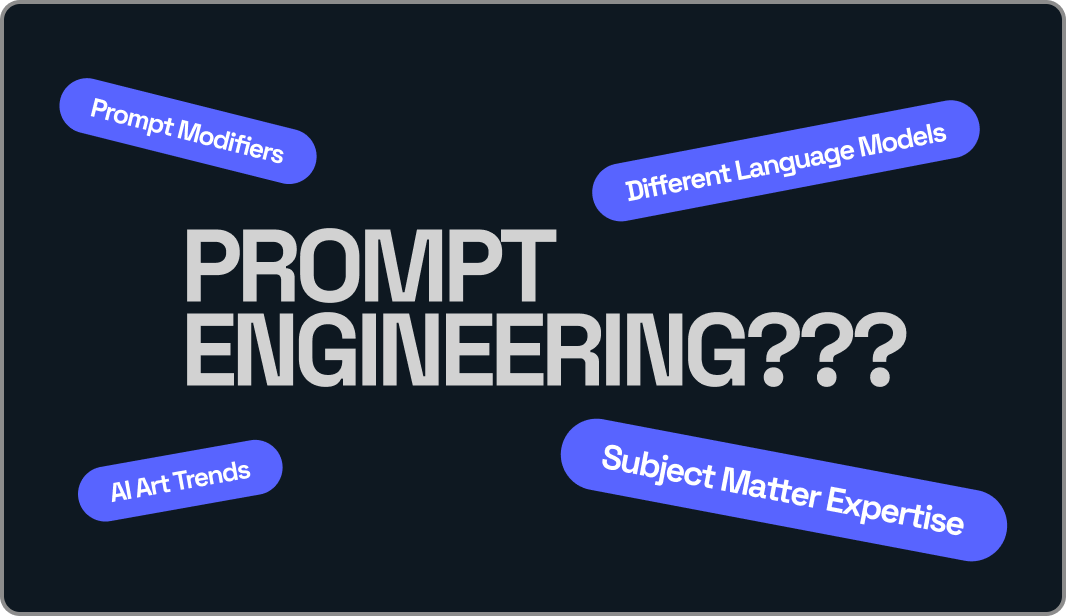 The words 'Prompt Engineering' in large lettering, surrounded by other related terms.